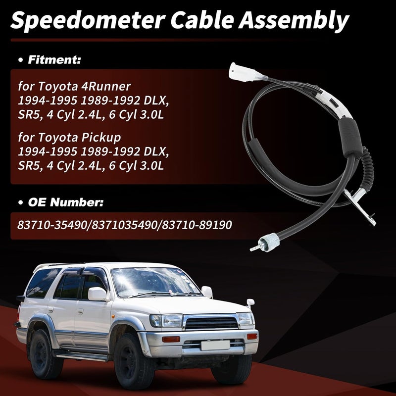 RATCHROLL كابل عداد السرعة رقم 83710-35490 لسيارة تويوتا 4Runner بيك أب SR5 DLX 1994-1995 1989 1990 1991 1992 مجموعة كابل قيادة عداد السرعة كابل عداد السرعة رقم 8371035490/83710-89190 - Image 2